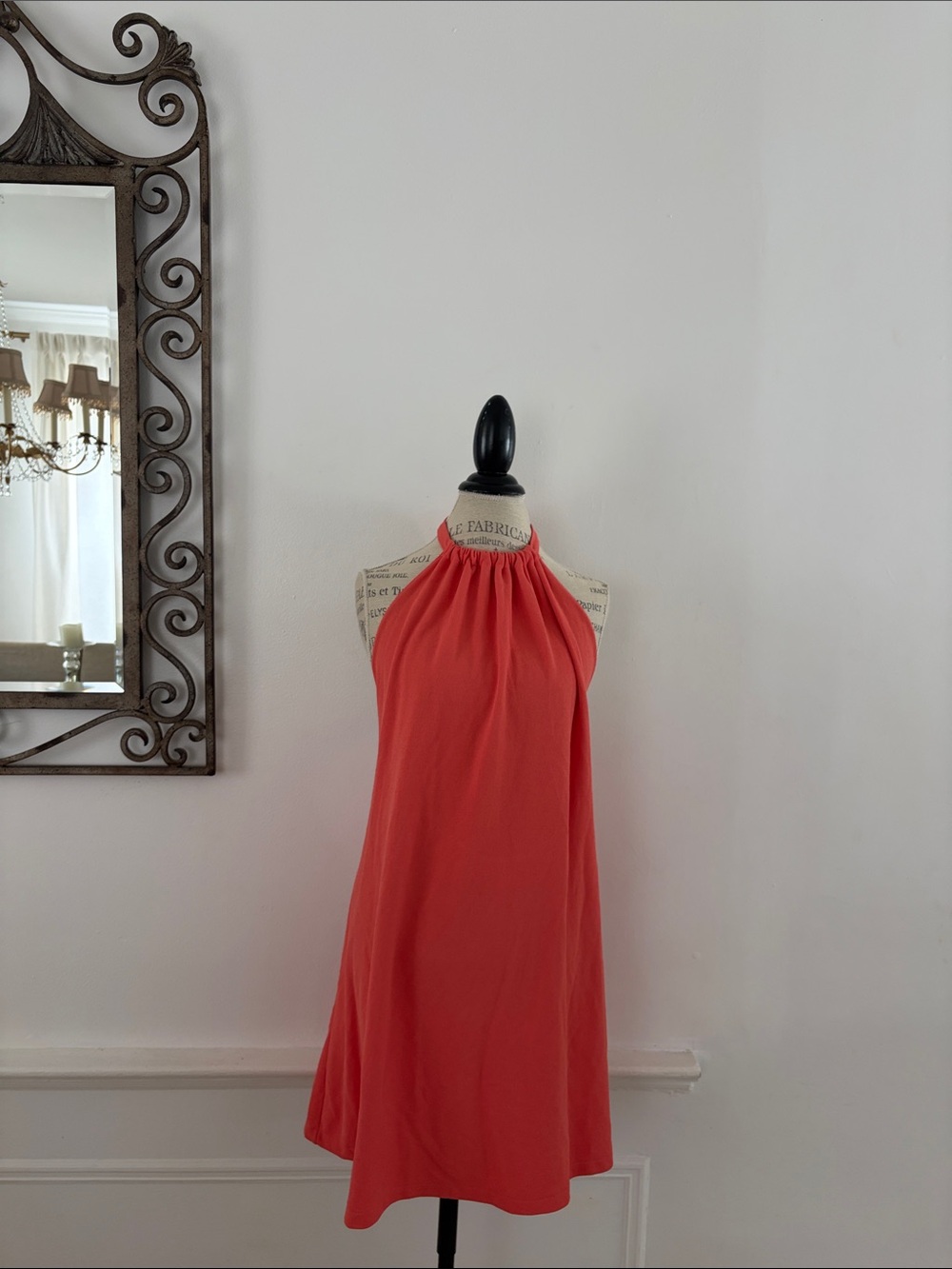 Zara Coral Red Backless Halter Dress